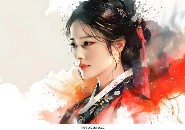 A beautiful Korean woman in traditional dress