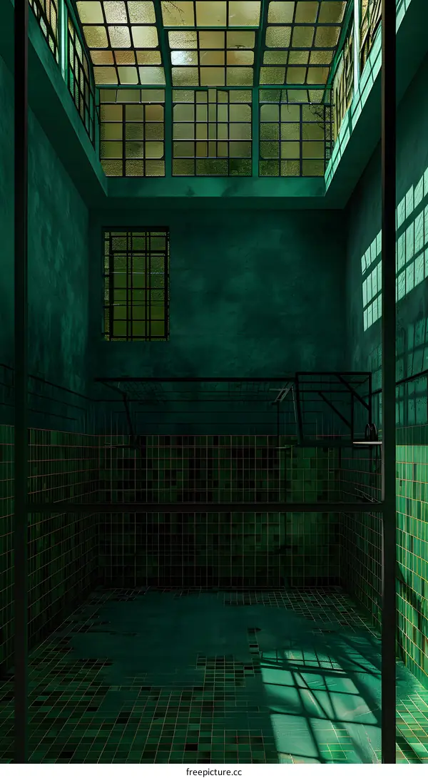 Green Tile Room with Skylight