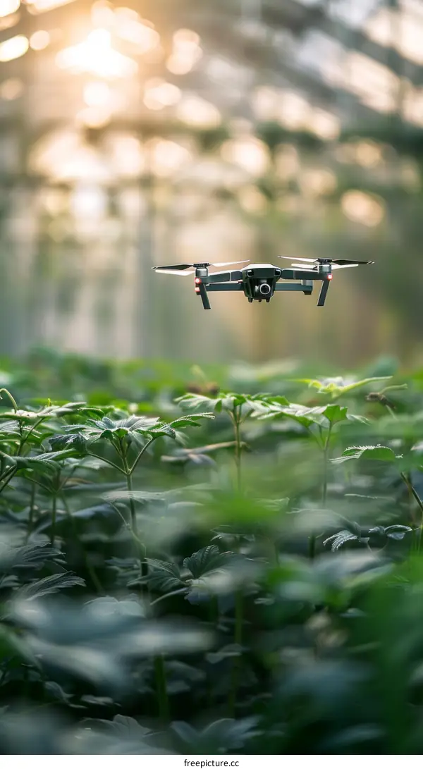 Drone Capturing Aerial Footage of Verdant Plants