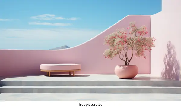 pink and blue minimalist surrealism