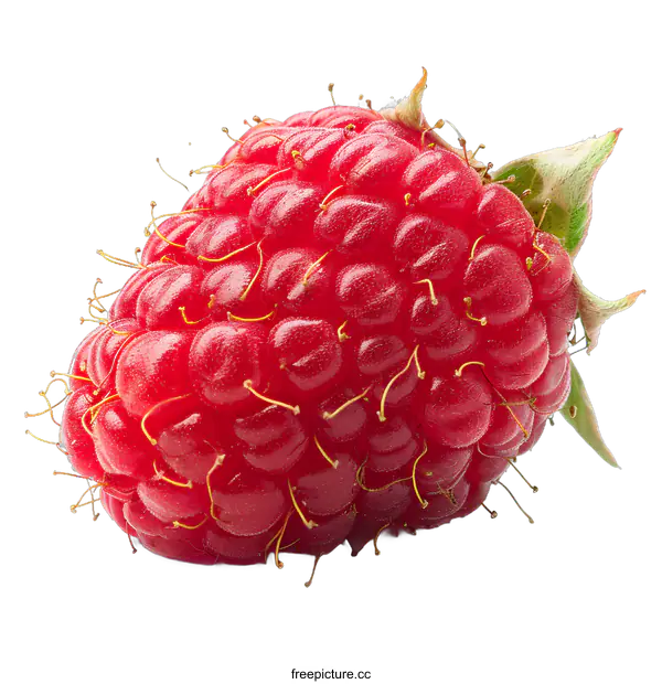 [Transparent Background PNG]Single ripe raspberry on white