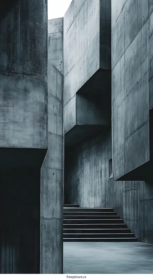 Abstract Concrete Architecture With Stairs