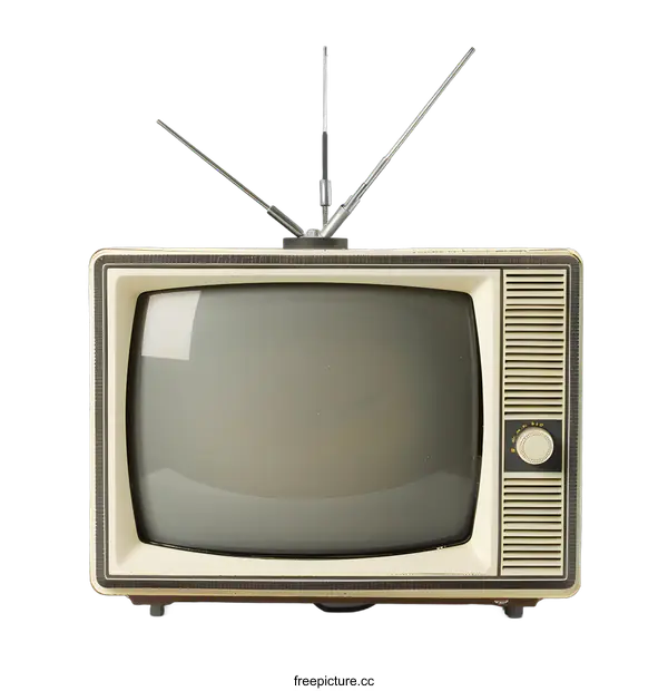 [Transparent Background PNG]Vintage Television Set with Telescopic Antenna