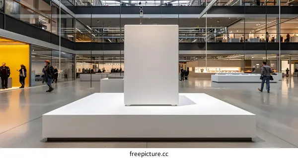 White Cube Modern Art Installation in a Contemporary Building