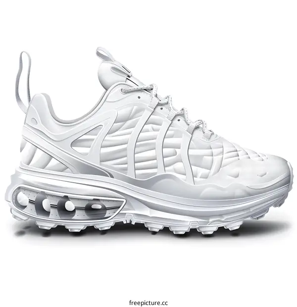 futuristic white sneaker with geometric patterns