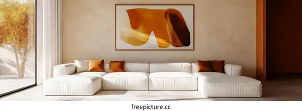Modern Living Room Interior Design with Abstract Art