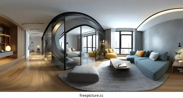 Modern Apartment Interior Design Panorama