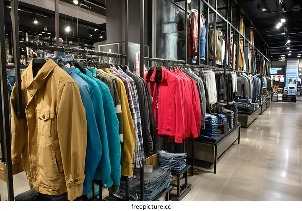 Modern Clothing Display in a Fashion Store