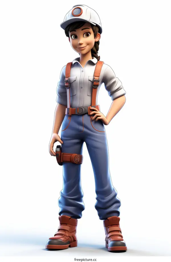 3D Illustration of a Girl in Mining Gear