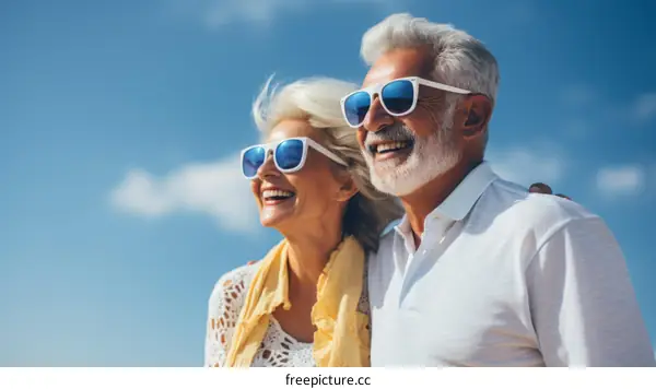 Happy retired couple enjoying the sunshine