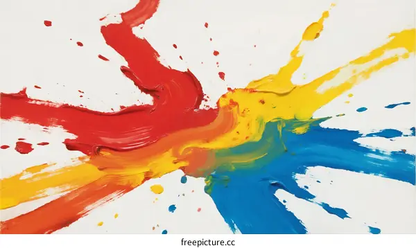 Vibrant Color Splashes on White Background Abstract Artwork