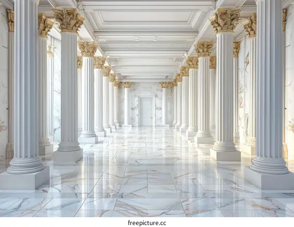 Grand Classical Columns Interior Hallway