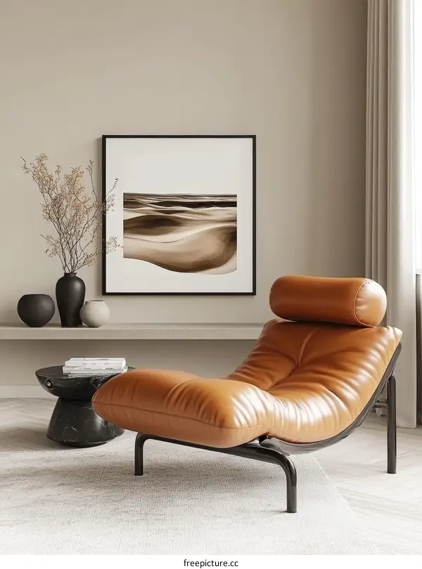 Modern Minimalist Living Room with Abstract Art