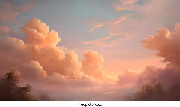Beautiful Sunset Cloudscape Painting