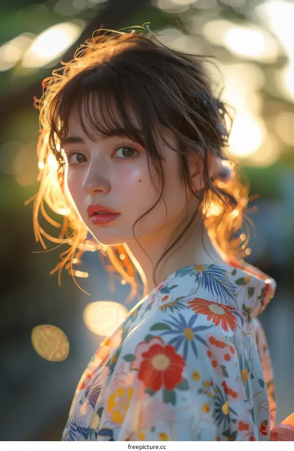 Asian Woman in Traditional Summer Outfit