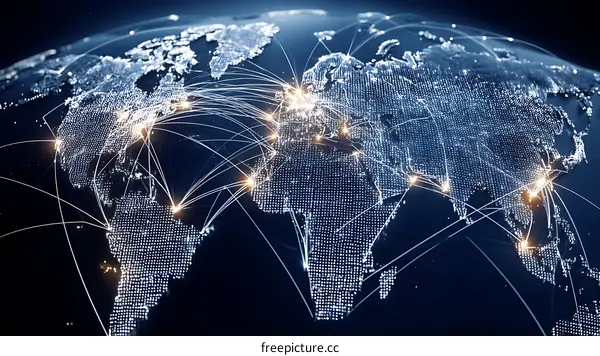 Global Network Connections Illustrative World Map