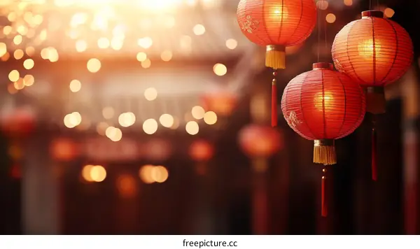 Chinese New Year Festive Red Lanterns