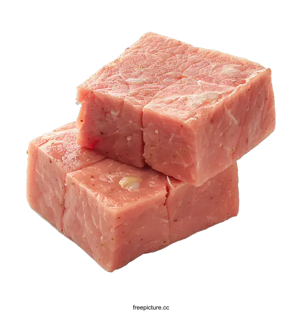 [Transparent Background PNG]Fresh Pork Cubes on White Background