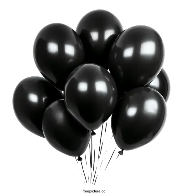 [Transparent Background PNG]Bunch of Shiny Black Balloons