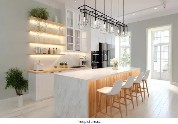 Modern White and Wood Kitchen Interior Design