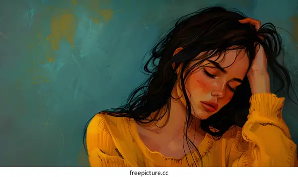 portrait of a sad girl with brown hair