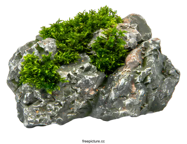 [Transparent Background PNG]Green Moss Growing on a Rock