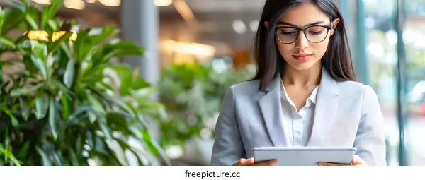 Young Businesswoman Using Tablet in Office