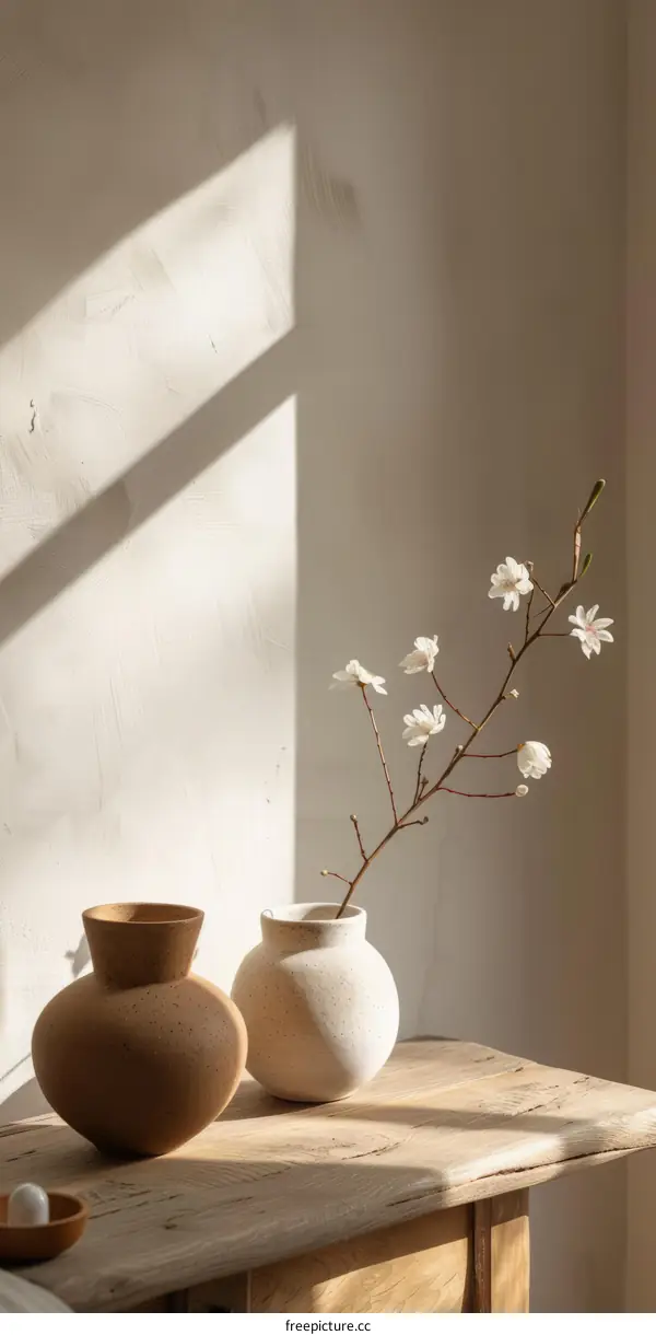 Artful Arrangement of Magnolia Flowers in a Vase by the Window