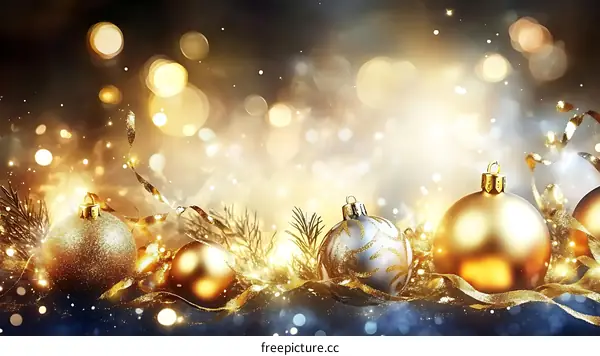 Golden Christmas Decoration Background with Bokeh