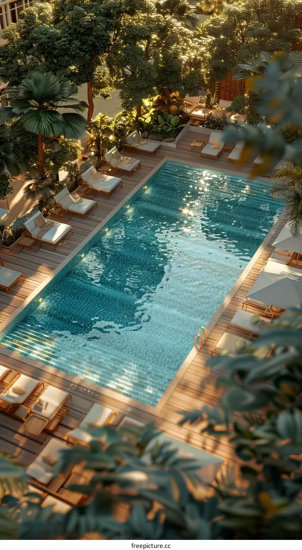 Luxury Hotel Swimming Pool with Palm Trees