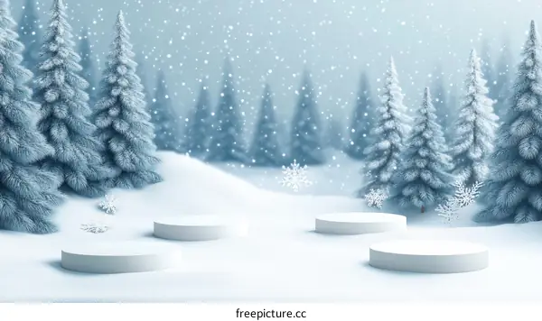 Winter Wonderland Scene with Display Platforms