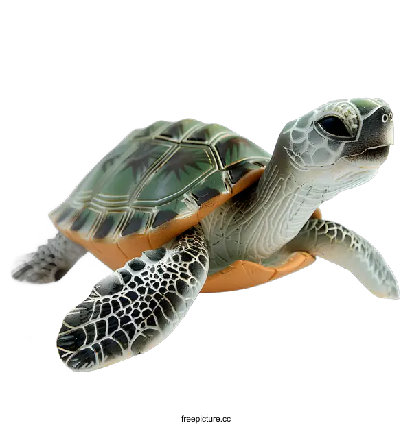 [Transparent Background PNG]Green Sea Turtle on White Background
