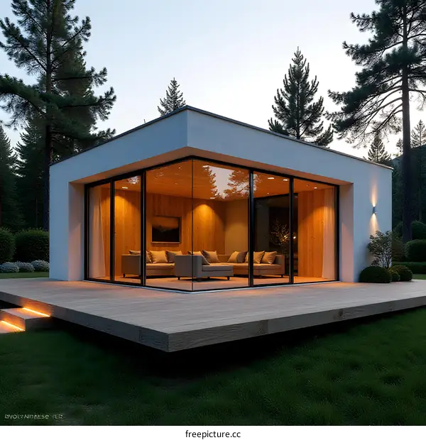 Modern Contemporary House Exterior Design with Wood Deck