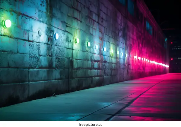 Glowing Orbs on City Sidewalk at Night