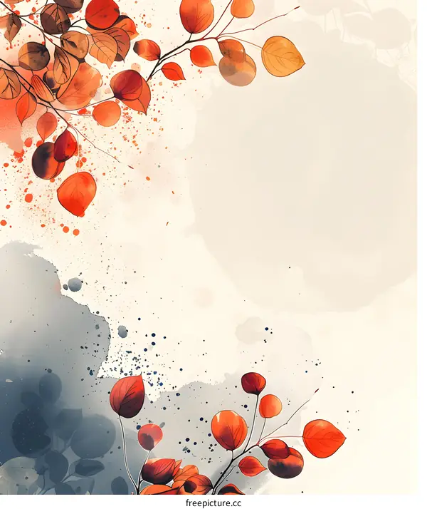 Autumn Leaves Watercolor Painting Background