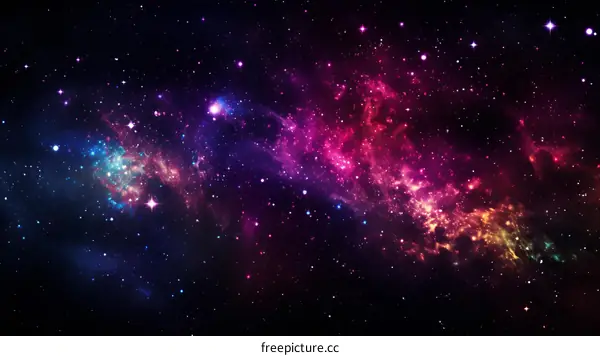 Nebulae and Stars in a Colorful Galaxy