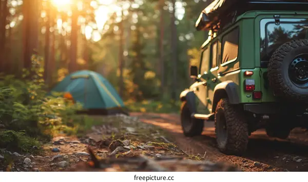 Camping in the great outdoors with a 4x4 and a tent