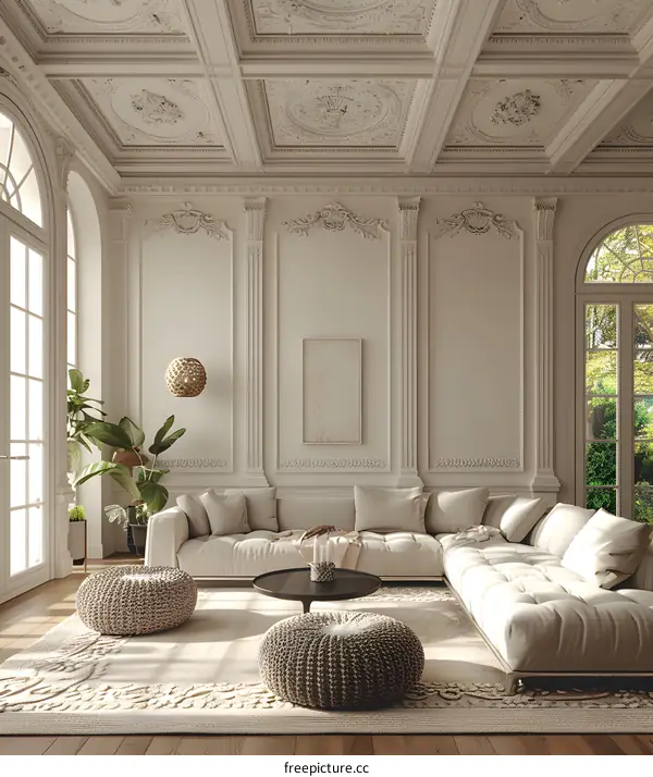 The living room is decorated in a modern and simple style