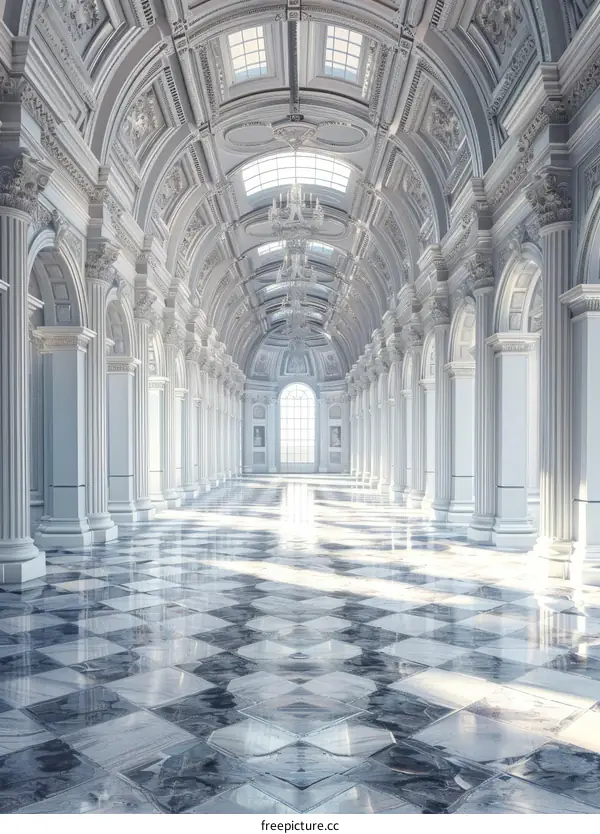 Ornate Marble Hallway with Columns