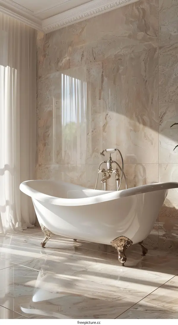 Elegant Antique Style Bathtub in a Luxurious Bathroom