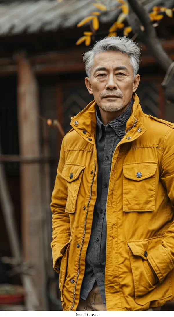 Portrait of a Uyghur man in traditional Chinese clothing