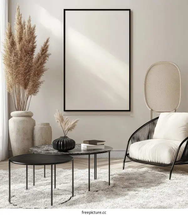 Modern Minimalist Living Room Interior Mockup