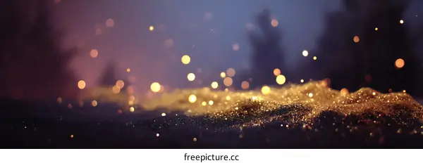 Golden Glitter Background with Bokeh Lights