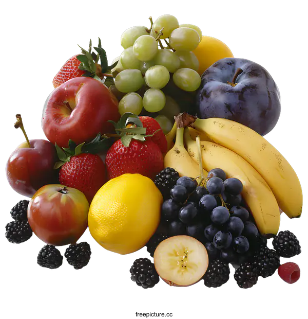 [Transparent Background PNG]Fresh Fruit Arrangement with Blackberries and Grapes