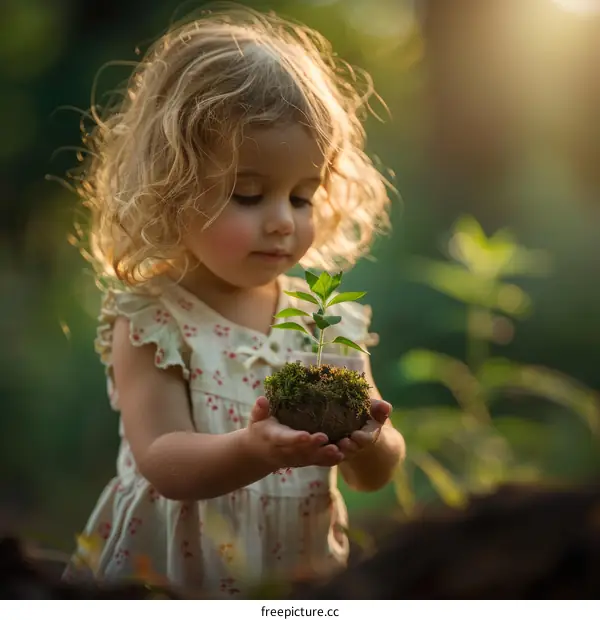 Girl Holding a Plant: Nature's Embrace