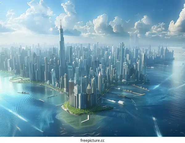 Futuristic Cityscape Aerial View