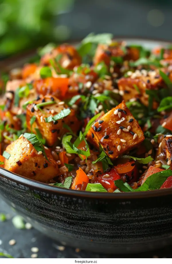 tofu with sesame seeds and parsley