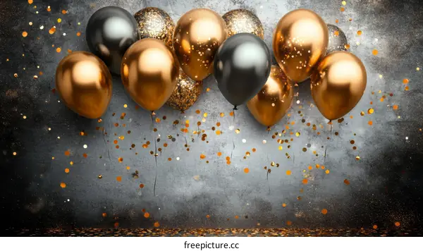 Gold and Black Balloons Celebration Background