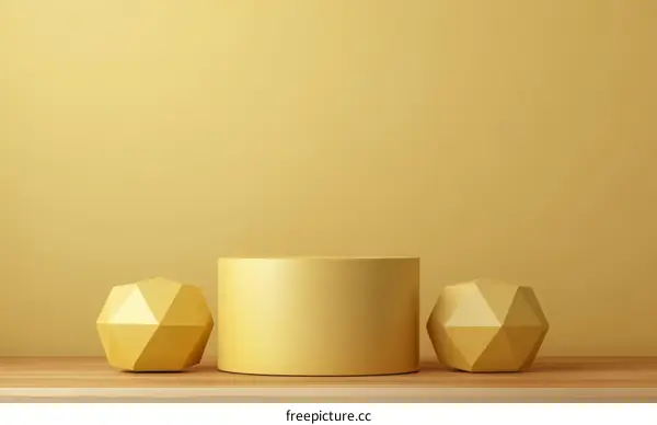 Golden Geometric Shapes Display Shelf