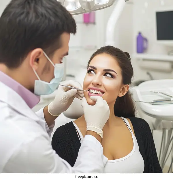 Dentist examining a patient's teeth